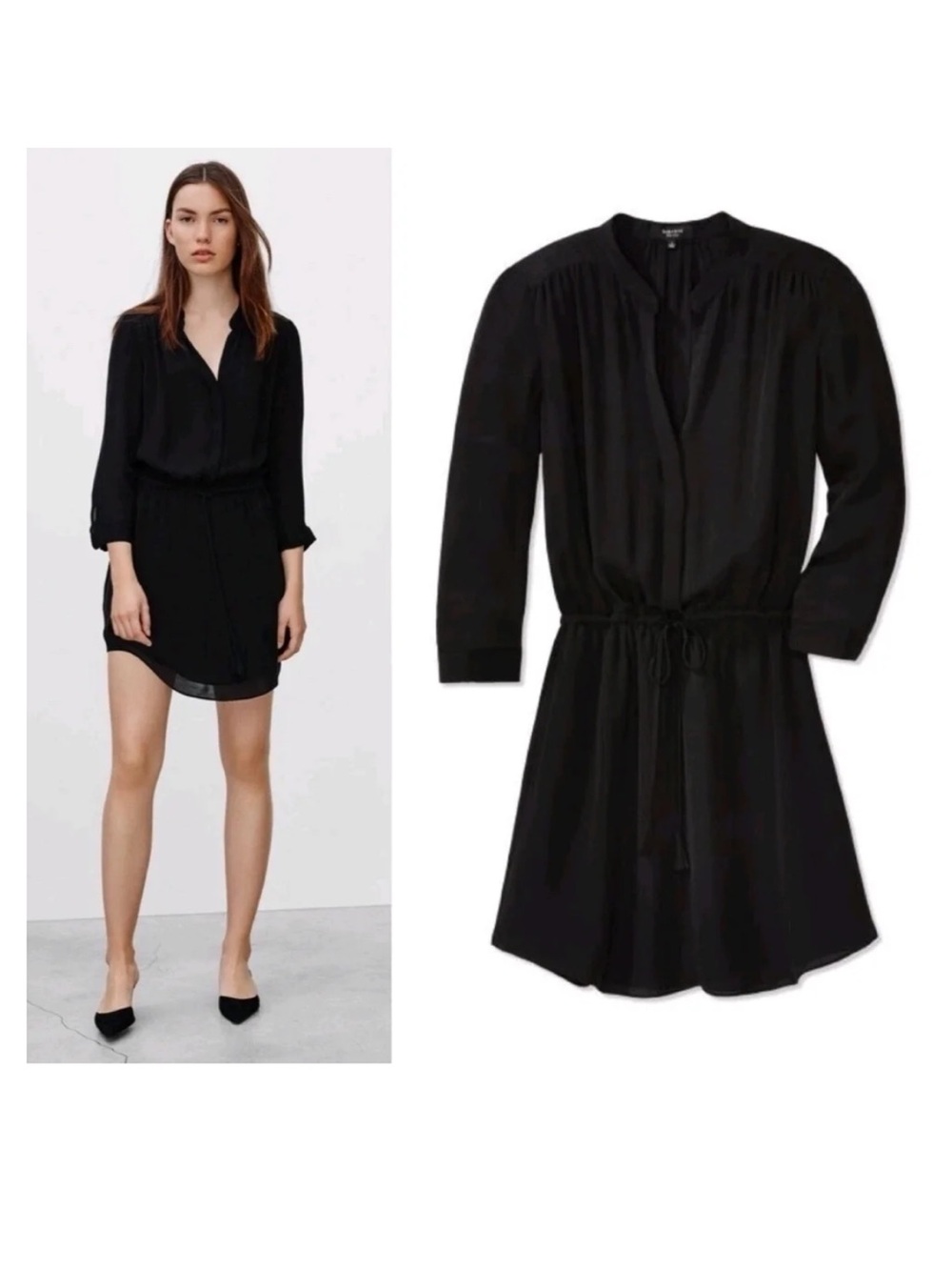 Aritzia Babaton 🖤🖤🖤 Bennett Silk Dress 🖤🖤🖤 Tie Waist Solid Black - S